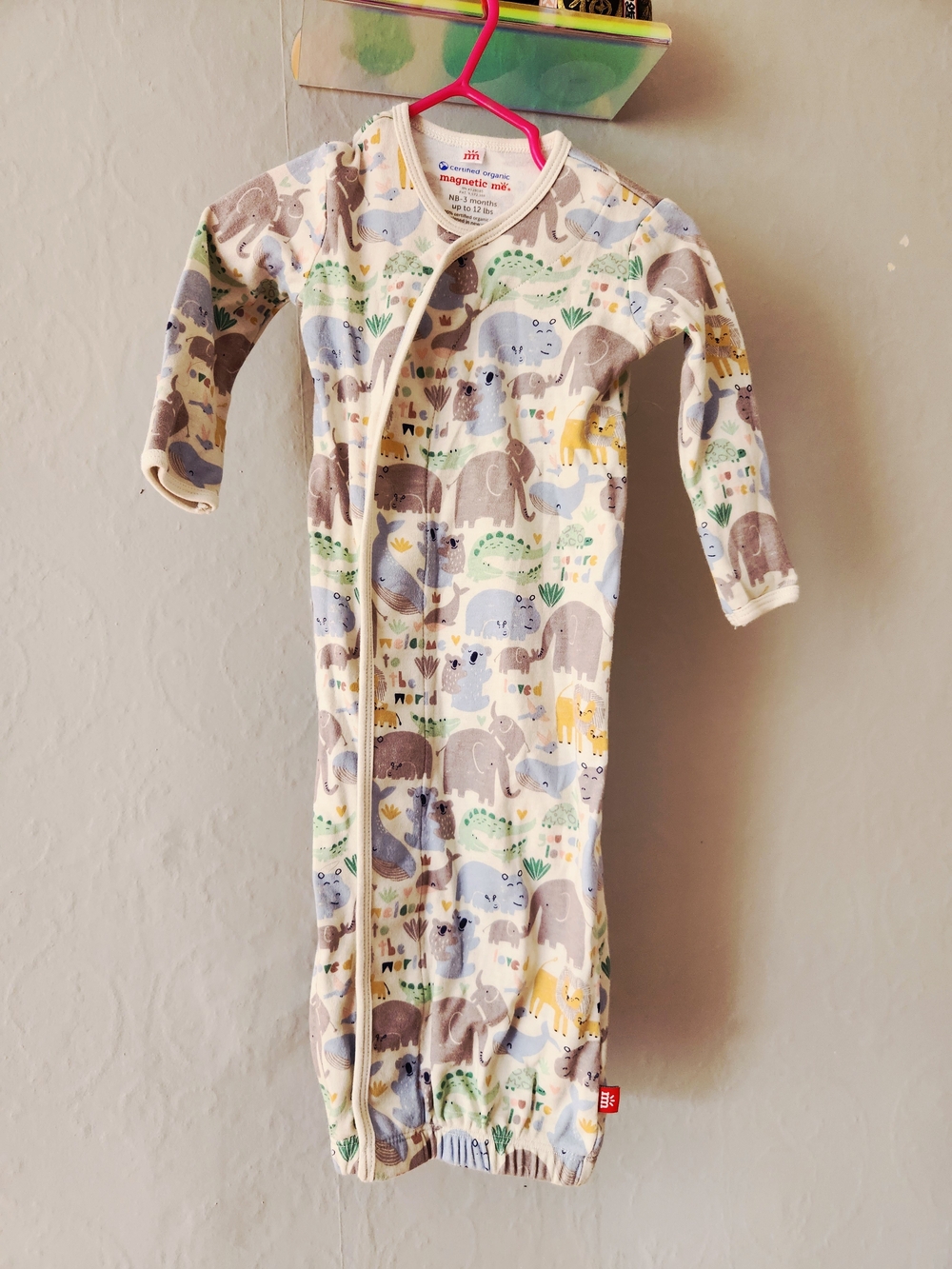 Magnetic Me 0-3m Cream Animal-Print Long Sleeve Sleep Sack